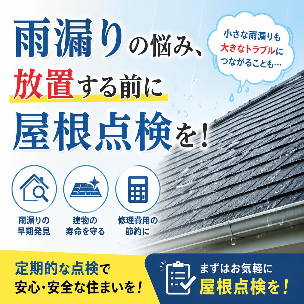 雨漏りの悩み、放置する前に屋根点検を！