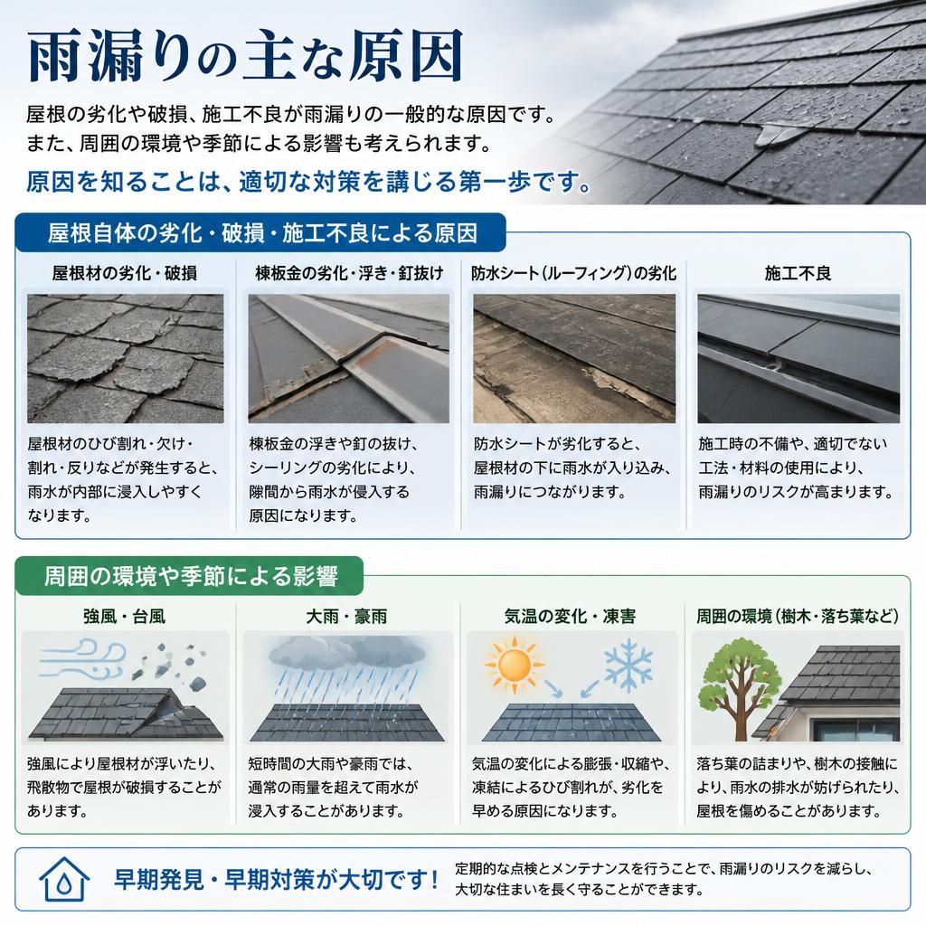 雨漏りの主な原因とは？