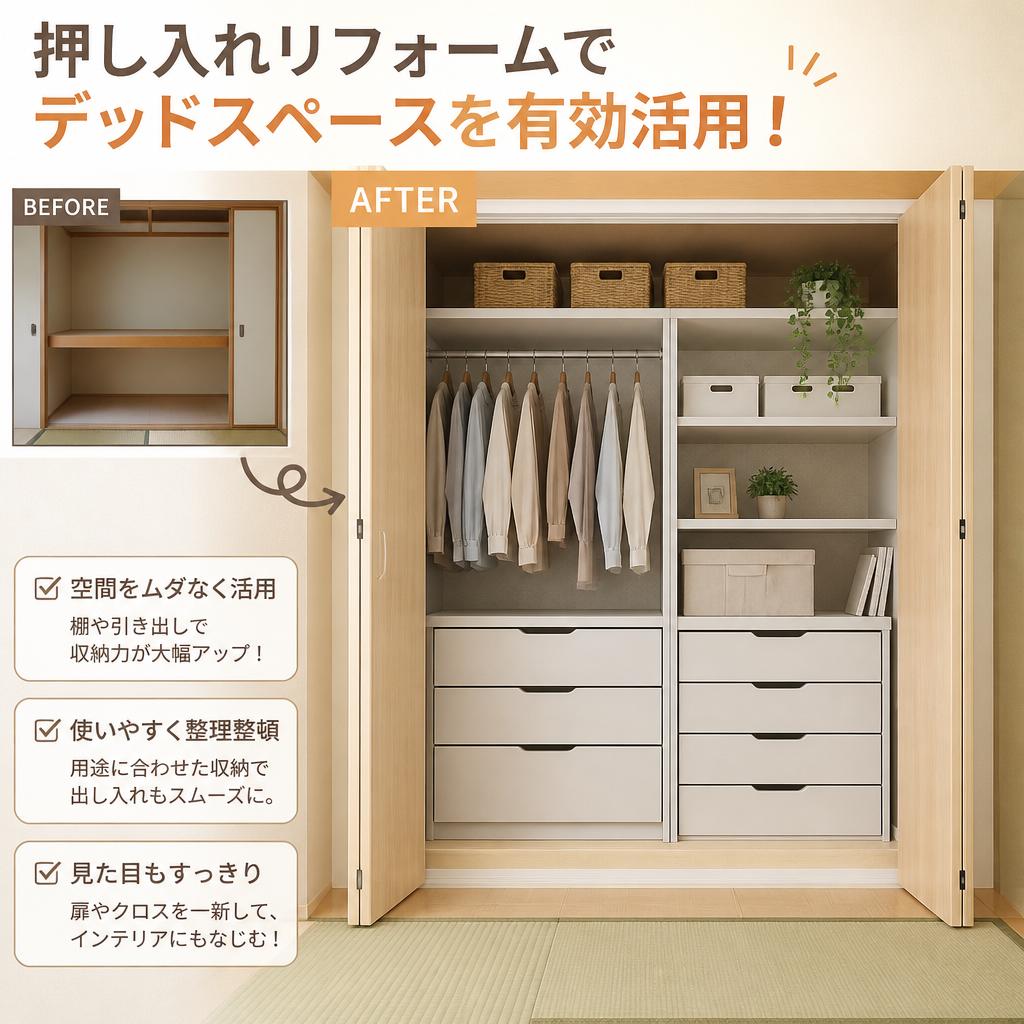 押し入れリフォームでデッドスペースを有効活用！