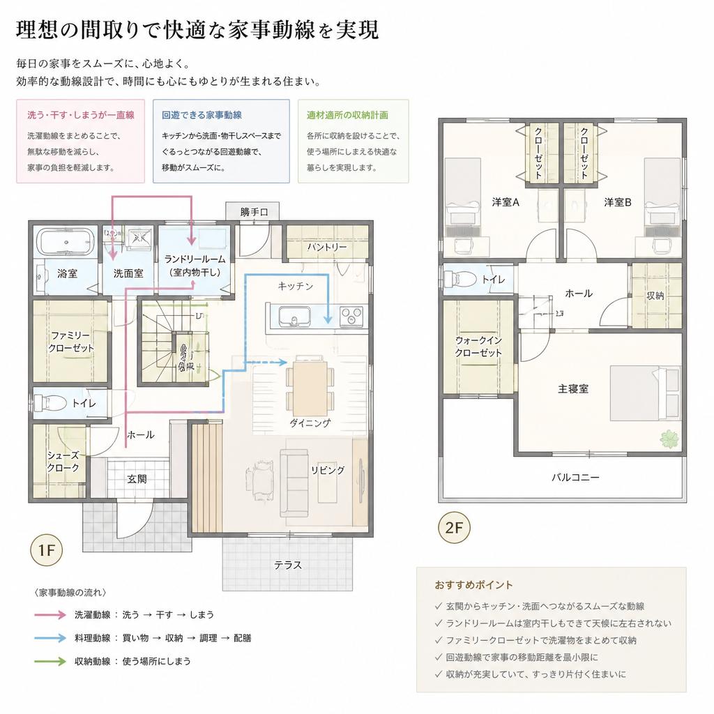 理想の間取りで快適な家事動線を実現