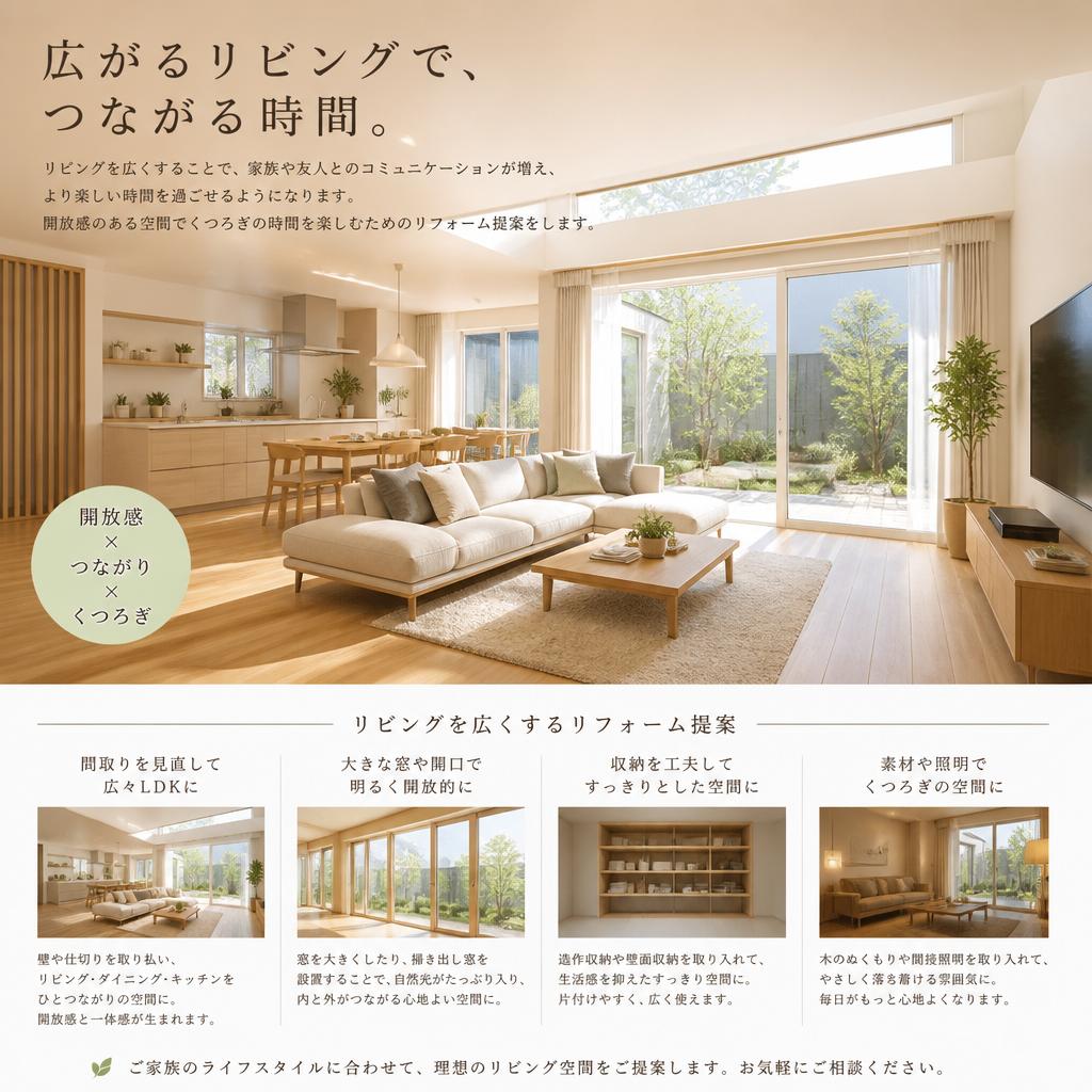 広々としたリビングでの暮らし