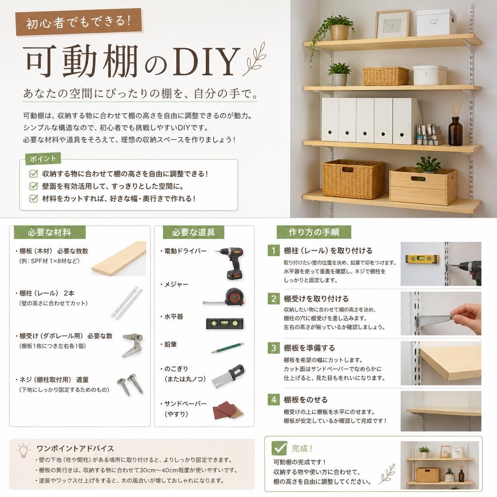 DIYでできる可動棚の作り方