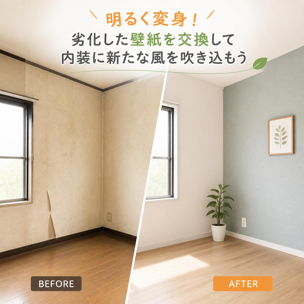 明るく変身！劣化した壁紙を交換して内装に新たな風を吹き込もう
