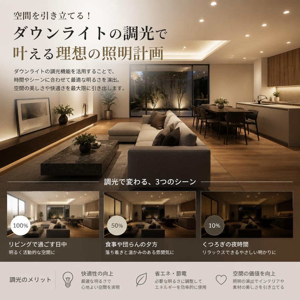 空間を引き立てる！ダウンライトの調光で叶える理想の照明計画