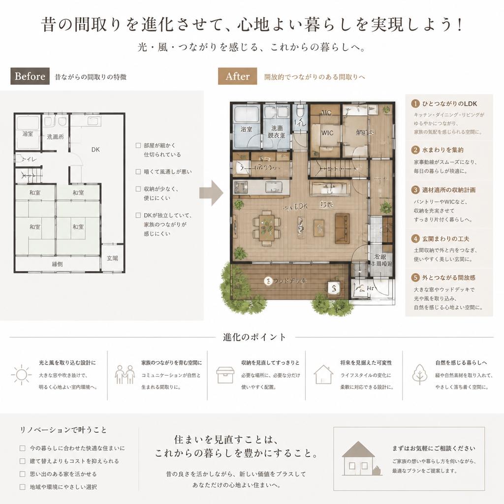 昔の間取りを進化させて、心地よい暮らしを実現しよう！