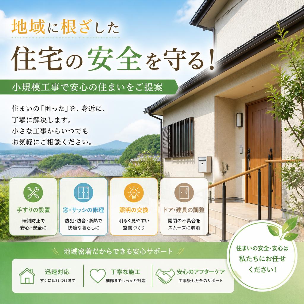地域に根ざした住宅の安全を守る！小規模工事で安心の住まいをご提案