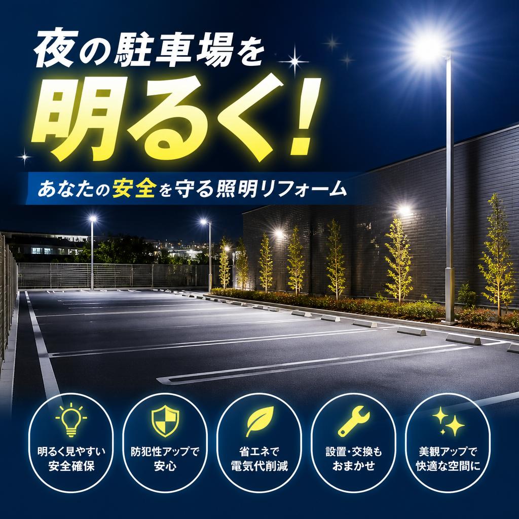 夜の駐車場を明るく！あなたの安全を守る照明リフォーム