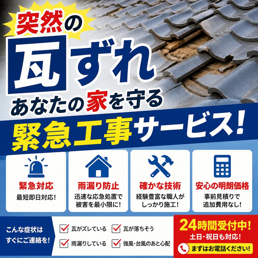 突然の瓦ずれ、あなたの家を守る緊急工事サービス！