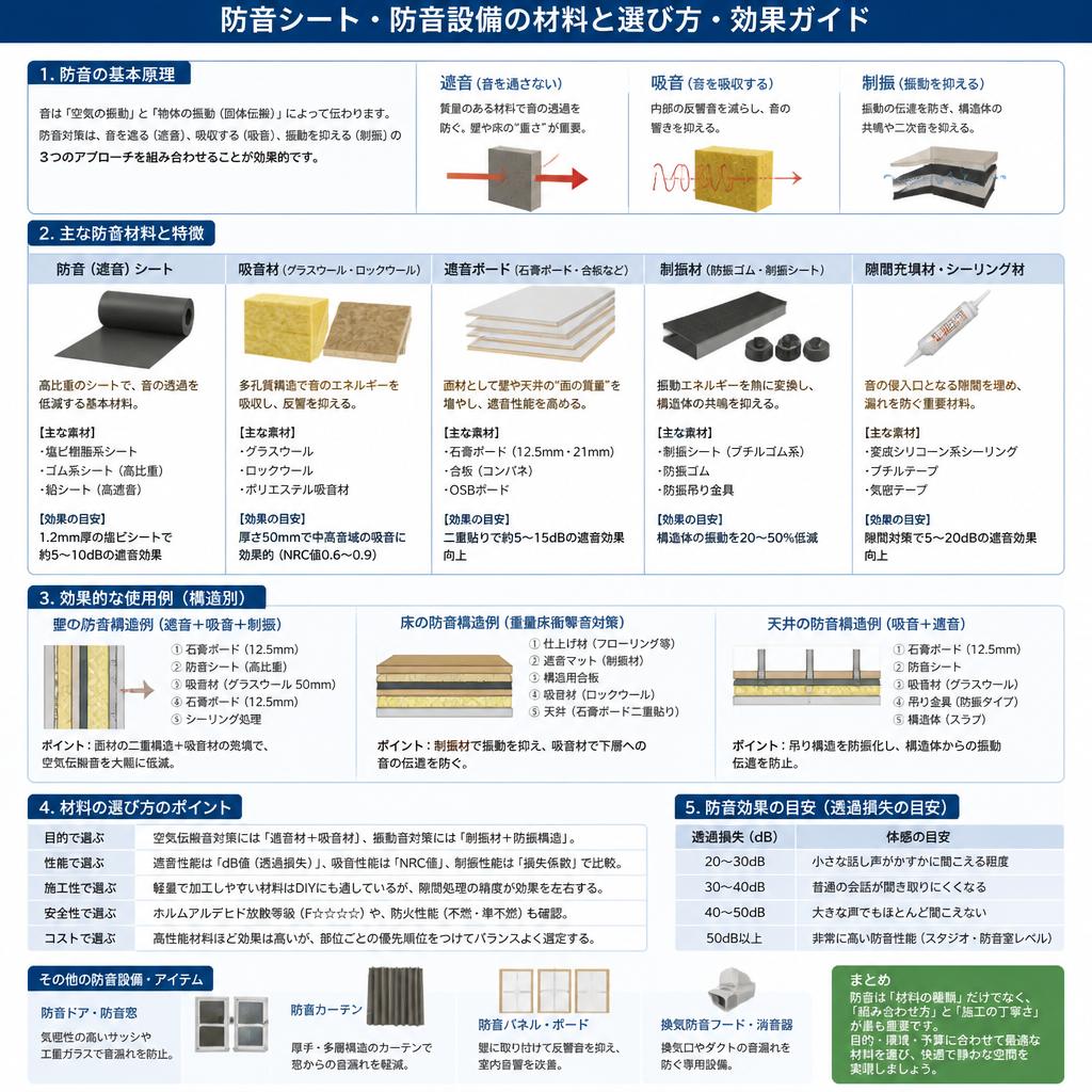 4. 簡易防音に使用される材料