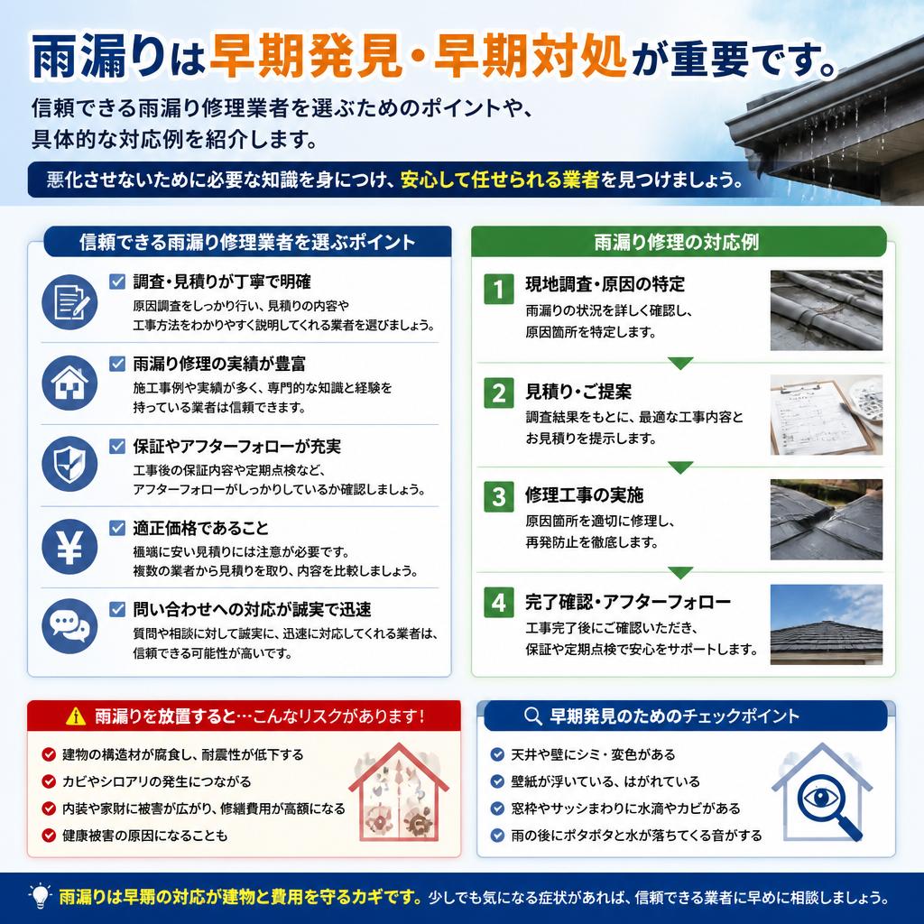 雨漏り修理業者の選び方