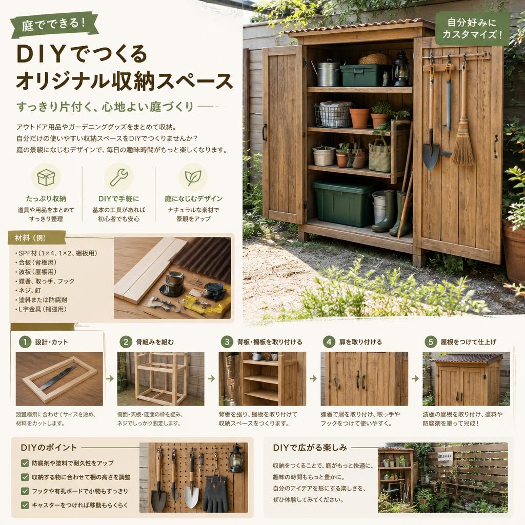 庭のDIYで楽しむ収納スペース