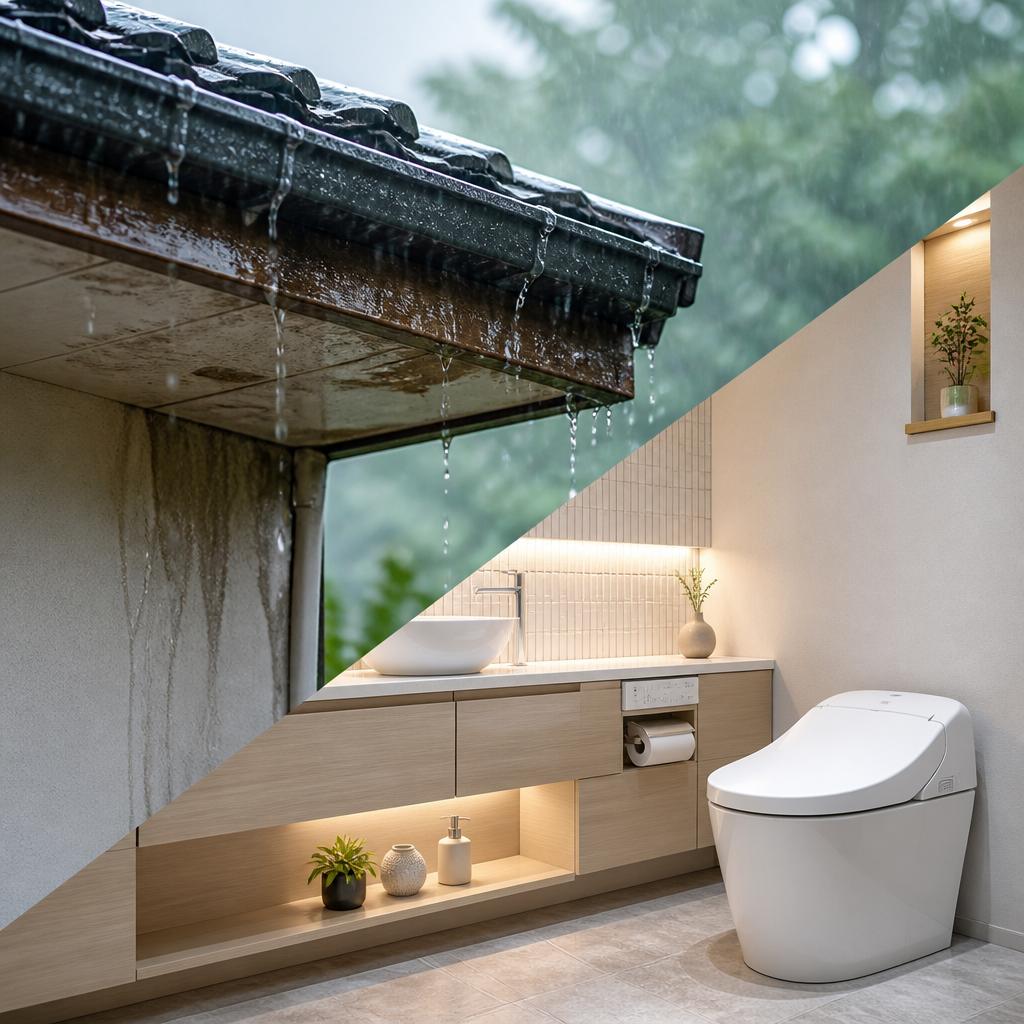 雨漏りの修理とトイレのリフォーム
